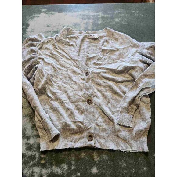 Anthropologie Line + Dot Eulalia grey Ruffle Sleeve Cardigan sz XS - Picture 2 of 5